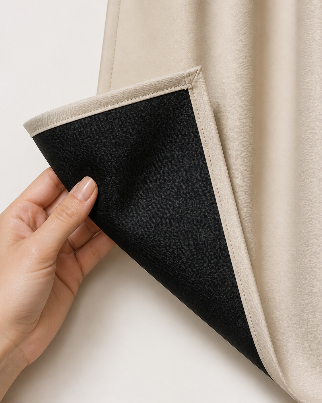 Dawnproof Anywhere room-facing fabric and dark blackout reverse